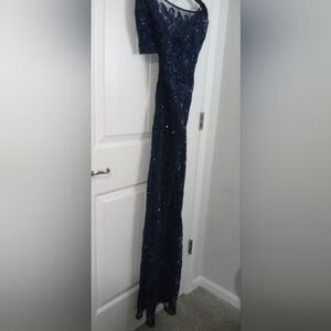 JS Collections Sequin Blue Maxi Gown